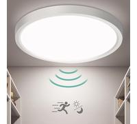 Oraymin Ceiling Light with Motion Sensor, 18 W 1800 LM LED Ceiling Light with Twilight Sensor, 4000 K Round Interior Ceiling Light for Hallway, Staircase, Kitchen, Balcony, Cellar, Diameter 23 cm
