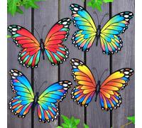 Oraytteo Metal Butterfly Art Outdoor Wall Decor 4 PCS Colorful Hanging Butterflies Decorations for Indoor and Outdoor Wall Decor, Nice Housewarming Gift (Style-1)
