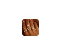 ORAZIO 10 Pcs Gold Rings for Women 14K Gold Plated Stacking Ring Set for Women Ladies Dainty Gold Stackable Thumb Rings Wedding Band Ring Engagement Eternity Rings Promise Ring Size R-1/2
