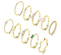 ORAZIO 10 Pcs Gold Rings for Women 14K Gold Plated Stacking Ring Set for Women Ladies Dainty Gold Stackable Thumb Rings Wedding Band Ring Engagement Eternity Rings Promise Ring Size J1/2-V1/2