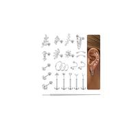 ORAZIO 16 Gauge Cartilage Earrings for Women-Hypoallergenic Surgical Stainless Steel Tragus Earring Set Threadless Flat Back Earrings Push in Nose Studs Daith Conch Tragus Helix Piercing Jewelry