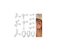 ORAZIO 16G Helix Piercing Jewelry Flat Back Cartilage Earrings for Women Hypoallergenic Surgical Stainless Steel Stud Hoop Cartilage Earring Set Daith Conch Tragus Piercing Jewelry Flatback Single Pc