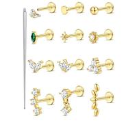 ORAZIO 18G 16G Hypoallergenic Flat Back Earrings Stud Earrings - 316L Surgical Steel Internal Thread Stud Piercing Jewelry for Tragus/Helix/Conch/Medusa/Lip/Labret - Helix Tragus Cartilage Earrings