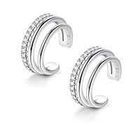 ORAZIO 2 Pcs 925 Sterling Silver Ear Cuff Earrings Non-Piercing Fake Helix Conch Cuff Earrings Hypoallergenic Cartilage Non-Pierced Cuff Earrings For Women For Non Pierced Ears, A-Silver