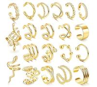 ORAZIO 20Pcs Single Ear Cuffs Earrings For Women Non Piercing Ear Cuff Gold Flower Cz Helix Cartilage Cuff Earrings Clip On Wrap Earrings For Women Girls,gold