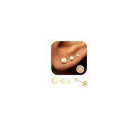 ORAZIO 3 Pairs 925 Sterling Silver Earrings for Women Gold Flat Back Earrings Small CZ Dot Star Heart Gold Studs Earring Stack Hypoallergenic Cartilage Earring Sets for Multiple Piercings