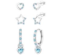 ORAZIO 3 Pairs Huggie Hoop Earrings For Girls Sterling Silver Earrings Stud Hoop Hypoallergenic Earrings Silver Hoops Studs Earrings For Women Girls