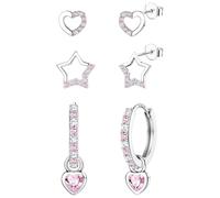 ORAZIO 3 Pairs Huggie Hoop Earrings For Girls Sterling Silver Earrings Stud Hoop Hypoallergenic Earrings Silver Hoops Studs Earrings For Women Girls