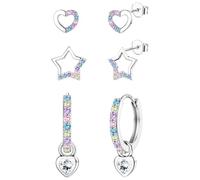 ORAZIO 3 Pairs Huggie Hoop Earrings For Girls Sterling Silver Earrings Stud Hoop Hypoallergenic Girls Earrings Silver Hoops Studs Earrings For Women Girls