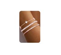 ORAZIO 3 Pcs Rose Gold Bracelet For Women 14K Rose Gold Plated Bracelet Tennis Bracelets Zirconia Bangles Adjustable Rose Gold Chain Jewellery Set Bracelets For Womens