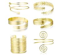 ORAZIO 6 Pieces Arm Cuff Upper Arm Band Cuff Bracelet Bangle for Women Silver Gold Adjustable Armband Set Minimalist Wedding Arm Bracelet Costume Jewelry