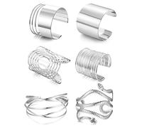 ORAZIO 6 Pieces Wide Snake Arm Cuff Upper Arm Band Cuff Bracelet Bangle for Women Silver Gold Adjustable Armband Set Minimalist Wedding Arm Bracelet Costume Jewelry