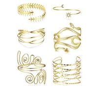 ORAZIO 6Pcs Cuff Bracelets for Women Girls| Upper Arm Cuff Jewelry Open Armlets| Simple Snake Armband Coil Bracelet Set| Minimalist Bangle| Adjustable Cuff Bangles Set for Halloween Accessories