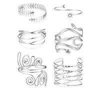 ORAZIO 6Pcs Cuff Bracelets for Women Girls| Upper Arm Cuff Jewelry Open Armlets| Simple Snake Armband Coil Bracelet Set| Minimalist Bangle| Adjustable Cuff Bangles Set for Halloween Accessories