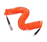 ORAZIO Air Compressor Hose Polyurethane Recoil 10 Meters Long 7mm ID x 10mm OD Air Hose with 1/4" Europe Quick Coupler and Plug, Orange