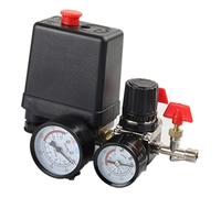 ORAZIO Air Compressor Pressure Control Switch 1/4" 220V 4 Port Manifold Safety Valve Control Regulator with Double Pressure Gauges Pneumatic Tool Accessory 214125