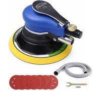 ORAZIO Air Randam Orbital Sander 6 Inch 150mm, Self Vaccum Dual Action Pneumatic Palm Orbit Sander Polisher Sanding Tool + 6 Pcs Sandpapers + Hose + Dust Collection Bag 212525