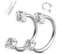 ORAZIO Hypoallergenic Horseshoe Nose Rings Hoops 18/20G Surgical Stainless Steel Septum Rings Threadless Push in Cartilage Earrings Nostril Lip Eyebrow Daith Conch Tragus Helix Piercing Jewelry 6/8 mm