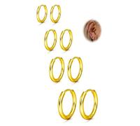 ORAZIO Small Hoop Earrings for Women - 316L Stainless Steel Small Hoops Earrings Set 14K Real Gold Plated Huggie Earring Sets Lightweight Cartilage Piercings Jewelry 18 Gauge Huggie for Sensitive Ears