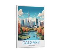 ORBANA Calgary Canada Vintage Travel Posters 16x24inch(40x60cm) Canvas Print for Living Room, Bedroom, Dorm, Home, Office Wall Decoration