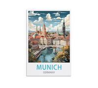 ORBANA Munich Germany Vintage Travel Posters 24x36inch(60x90cm) Canvas Print for Living Room, Bedroom, Dorm, Home, Office Wall Decoration