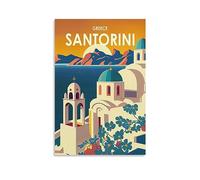 ORBANA Santorini Greece Vintage Travel Posters Landscape 08x12inch(20x30cm) Canvas Print for Living Room, Bedroom, Dorm, Home, Office Wall Decoration