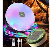 Orbecco Camping String Lights Solar 12m，2 in 1 Stowable Camping Light with 13 Lighting Modes, USB Rechargeable Lantern, IP45 Waterproof Portable Tent Light for Outdoors, Patio, Garden, Christmas Decor