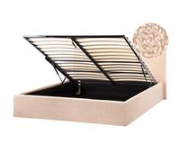 Beliani Ottoman Bed Boucle Orbey 160 X 200 Cm Eu King Size Beige