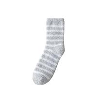 ORBIBA Coral Fleece Sock 5 Pairs Thick Mens Thermal Socks Winter Warm Striped Coral Fleece Fluffy Solid Color Sleep Male Bed Socks (Color : Light grey, Size : EU39-44)