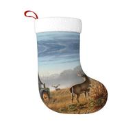 ORBIBA Farm With Deer Christmas Stocking-18 In Large Hanging Socks,Soft Plush Cuffs Stockings For Holiday Party Xmas Decor