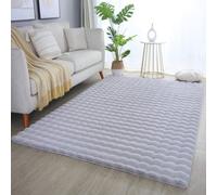 Orbie Washable Low Pile Super Soft Living Room Area Rug Machine Carved Ridge-Furrow Design Grey 80 X 120 Cm