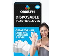 ORBIS FM®️ 300x Disposable Plastic Gloves - One Size Fits All Clear Polythene Gloves for Food Preparation, Cleaning, Hair Dyeing, and Household Tasks - Lightweight and Easy to Use for Daily Needs