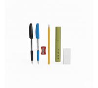 ORBIS FM®️ 6-Piece Stationery Set - HB Pencil, Ballpoint Pens, Highlighter, Eraser & Sharpener - Durable School & Office Supplies