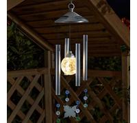 Orbis Windchime With Solar Powered Led Crackle Globe - Outdoor Garden Light Up Decoration - Measures H60 X 15Cm Diameter