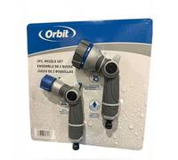 Orbit 2-Piece Metal Hose Nozzle Set Heavy Duty 6-Pattern Garden Spray Gun Twin