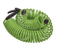Orbit 27862 25-Foot Coil Hose with Nozzle, Green | Flexible Coil Garden Hose with 8-Pattern Spray Nozzle for Lawn & Garden Watering, Lightweight & Easy to Store