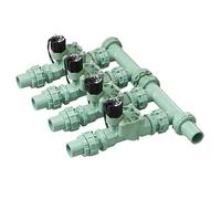 Orbit 57257 4-Valve Preassembled Sprinkler Manifold - Easy Install, Smart Controller Compatible, Works with PVC & Poly Pipe, Includes 4 in-Line Valves