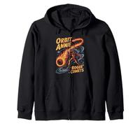 Orbit Annie wrangling comet fire rope in starry galaxy Zip Hoodie