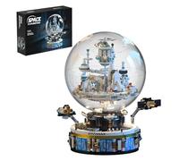 Orbital Crystal Sphere Fortress Building Blocks Set, 1296 PCS Rotating Space Micro City STEM Toy, Sci Fi Architecture Model with Crystal Tower and Star Explorer, Desk Decor Gifts for Teens and Adults