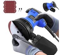 Orbital Sander, Random Orbital Sanders, 300W Electric Sander for Wood and Wall with Dust Bag, 6 Variable Speeds, 125mm 15Pcs Sandpapers, 360°Rotating Sanding Base Plate, Plam Sanding Machine, Blue