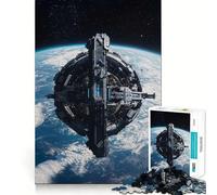 Orbital Space Station Above Earth Jigsaw Puzzles for Adults 1000 Pieces Fine Logic Toy Casual Relax Neat Edge Fine Art Piece (50x75cm)
