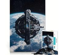 Orbital Space Station Above Earth Jigsaw Puzzles for Adults1000 Pieces Recall Upgrade Peaceful Time Tight Cut Santa Wish List (38x52cm)