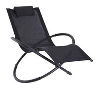 Orbital Sun Lounger Rocking Chair Outdoor Zero Gravity Folding w/ Pillow Black