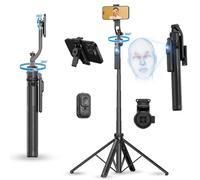 Orbitech AI Face Tracking Tripod with Gesture Control, 360° Rotating Selfie Stick, Adjustable Stand for iPhone & Android, Great for Video Recording, Content Create, Live Streaming (68-Inch)