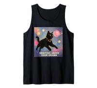 Orbiting Above Your Drama Funny Aesthetic Cosmic Cat Tank Top