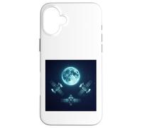 Orbiting Satellites under the terrestrial moon Funny Meme Case for iPhone 16 Plus