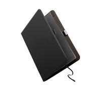 Orbitkey Compendium - Premium Vegan Leather & Recycled Fabric - Leather-Free Notebook Cover - Elastic Cord Closure, Hidden Card Slots & Pen Holder - Professional Organizer & Document Folio (Black, A4)