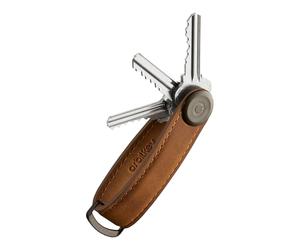 orbitkey Crazy Horse Leather Key Organizer | Quiet Profile | Holds Up to 7 Keys, Hazelnut, One Size, Modern, Chestnut brown, Taille unique, Modern