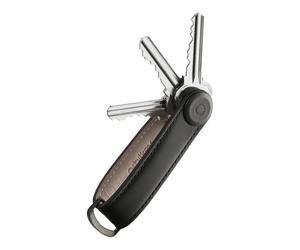 orbitkey Leather Key Organiser - Black with Black Stitching