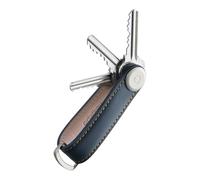 orbitkey Leather Key Organiser - Navy with Tan Stitching | Premium Leather | Holds 2-7 Keys | Quiet Pocket Carry | Stainless Steel Locking Mechanism
